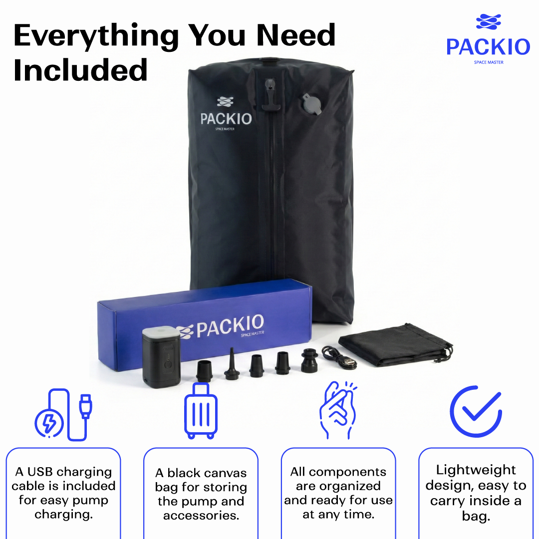PACKIO Vacuum Compression Bags for Travel with Pump