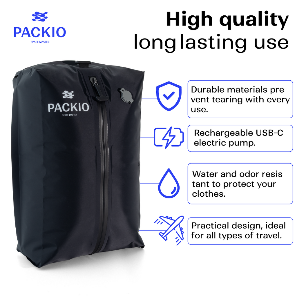 PACKIO Vacuum Compression Bags for Travel with Pump
