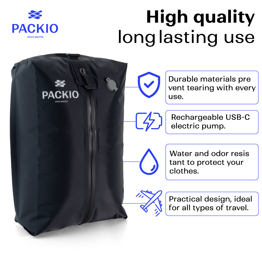 PACKIO Vacuum Compression Bags for Travel with Pump
