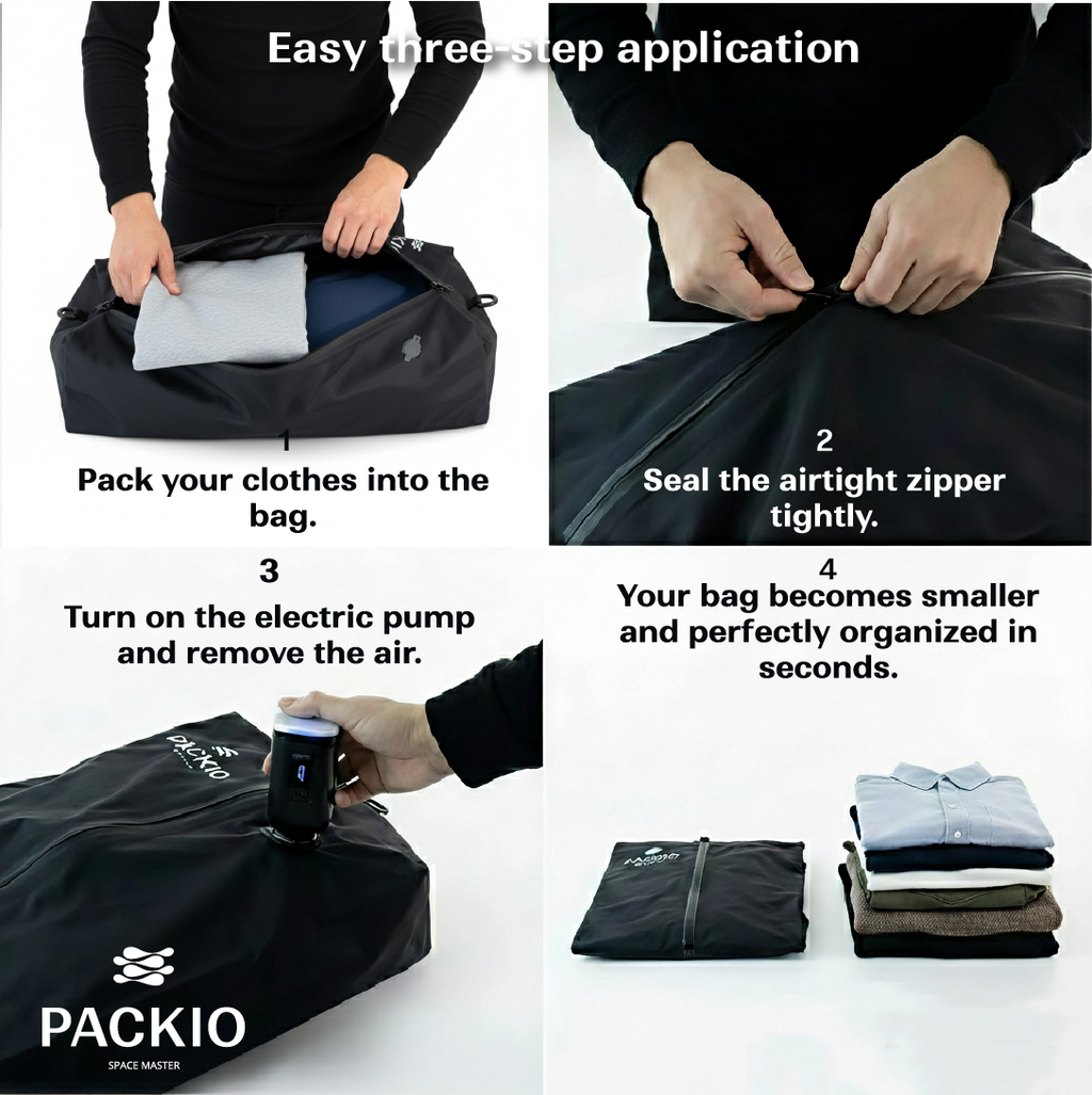 PACKIO Vacuum Compression Bags for Travel with Pump