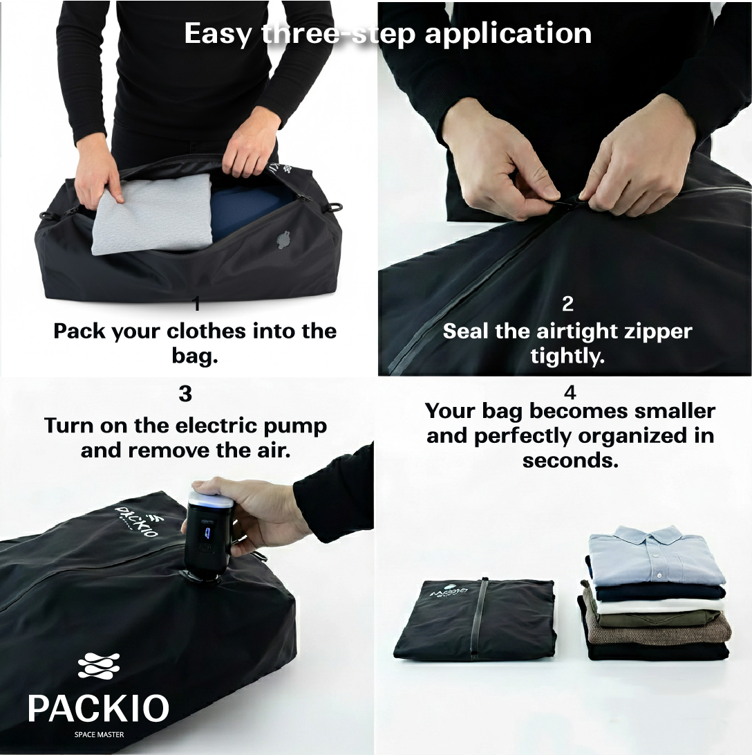 PACKIO Vacuum Compression Bags for Travel with Pump