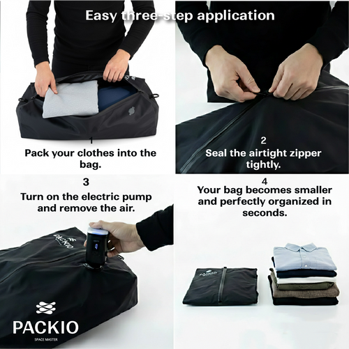 PACKIO Vacuum Compression Bags for Travel with Pump