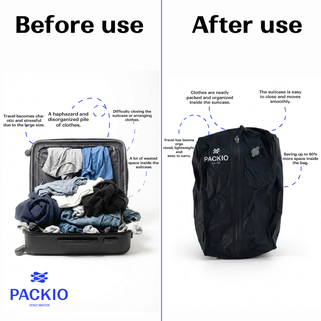 PACKIO Vacuum Compression Bags for Travel with Pump