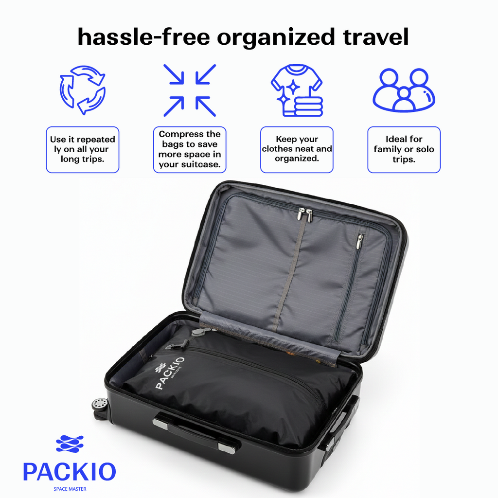 PACKIO Vacuum Compression Bags for Travel with Pump